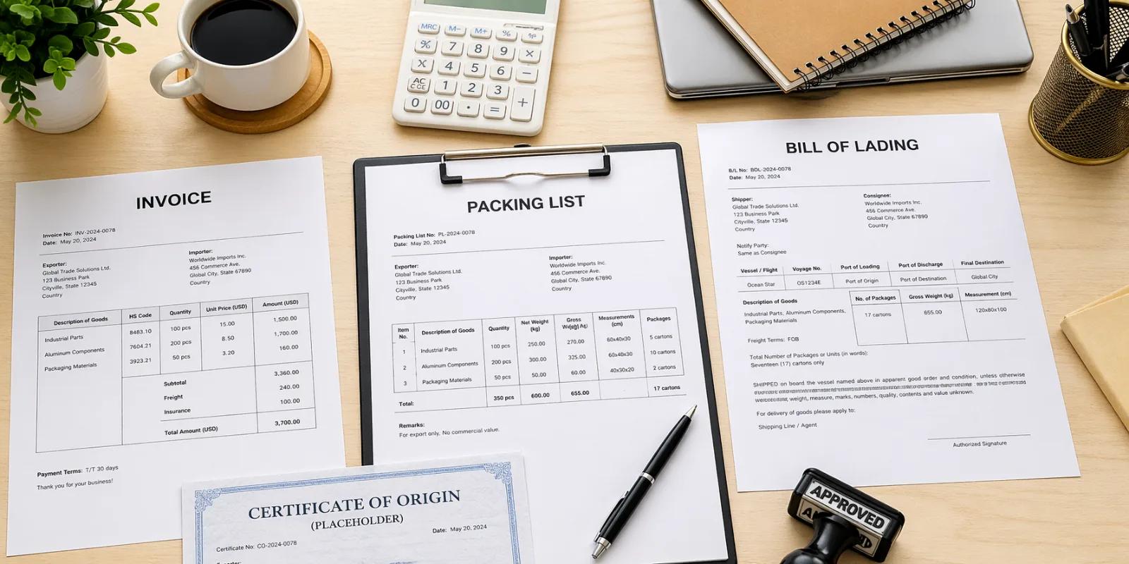 Export documentation and shipping paperwork
